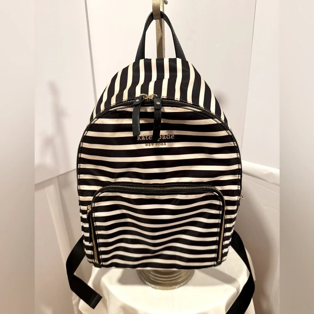 Kate Spade Black and white striped back pack